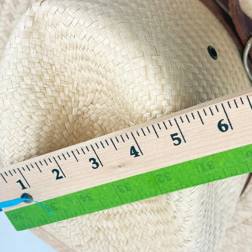 Double M Saddlery Boot Daddy Straw Safari Hat OS Natural Tan Leather Band Strap